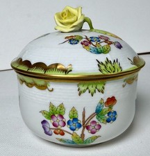 ❖ FIND Herend Queen Victoria VBO 663 Sugar Bowl Rose Finial Hand Painted 1960s picture