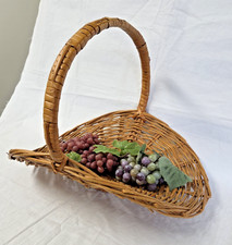 L Vintage Wicker Gathering Basket Herb Flower Garden French Country Style Wood picture