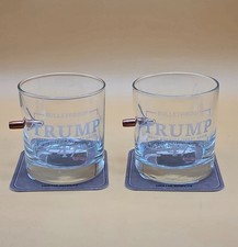 NEW BenShot Trump 47 Bulletproof Whiskey Glass Set .308 Bullet Gift Box USA picture