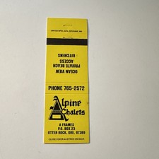 Alpine Chalets Otter Rock, OR 97369 A Frames Vintage Matchbook Cover 4MB124-2 picture