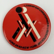 Christopher Street Liberation Day Committee 1983 Gay Rights Red Button Pin VTG picture