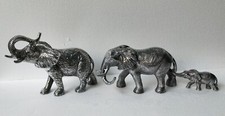 METAL ELEPHANT Family set of 3 Pcs Statue Figurine Sculpture picture