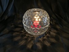 HOMCO 2 PIECE Clear Glass Globe Candle Fairy Lamp Cubist Faceted EXC CONDITION picture