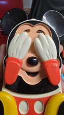Vintage Illco Disney Mickey Mouse Peek-A-Boo Musical Wind Up Toy Moving Hands picture