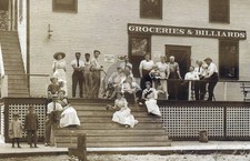 Crooked Lake IN Indiana Richardsons Grocery, Billiards 1921 RPPC Postcard COPY picture