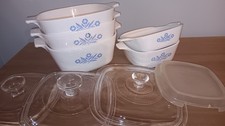 Vintage Corning Ware With Pyrex Lids Cornflower Blue Dishes  9 Pieces EXC picture