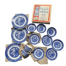 Vintage Blue Willow China 4pc Place Set Lot Of 4 Boxes (1 Sealed) + 2 Extras 50s picture