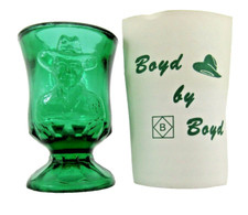 Boyd Art Glass 1998 LE Furr Green Hopalong Cassidy Cowboy Toothpick Holder #460 picture