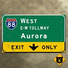 Illinois Interstate 88 East-West Tollway Aurora freeway highway road sign 22x13 picture
