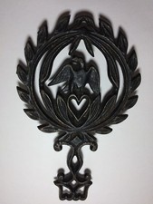  Black Cast Iron Trivet Eagle in center 4 