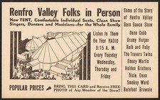 Vintage mailing card RENFRO VALLEY FOLKS Radio Stars cream Kentucky unused nrmt+ picture