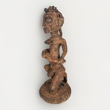 Antique Hand Carved Wooden African Yoruba People Olumeye Arugba Statue Figure picture