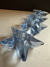 Set of 4 Cambridge Glass Star Candleholders Moonlight Blue 4