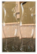 Pr Colonial Williamsburg Style Glass Hurricane Candle Shades Globes-16 ½-16 ¼ T picture
