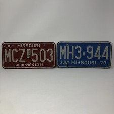 Vintage Missouri License Plate July 1981 White on Maroon & July 1979 White On… picture