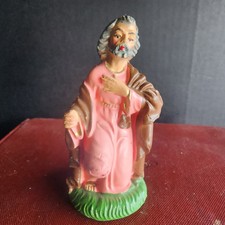 OLD VINTAGE HAND PAINTED ITALY NATIVITY SCENE CRECHE JOSEPH FIGURINE COMPOSITE picture