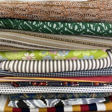 VTG MCM Fabric Remnant Lot Retro Floral Geometric Scraps Sewing Craft 9 Lbs. picture
