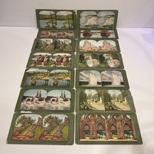 Antique T.W. Ingersoll Hand Colored Stereoview Card Lot 14 Scenic Views 1899-03 picture