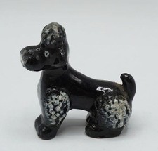 Black Poodle Dog Glazed Red Ware Clay Figurine picture
