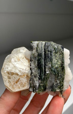 Fantastic Green Tourmaline with Muscovite Flowers & Snow Albite picture