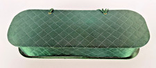 Vtg 1950s/60s Emerald Green Satin Quilted Vanity Storage Box NICE picture