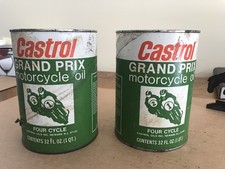 Vintage Lot Of 2 Castrol Gran Prix Motorcycle Oil Cans 4 Cycle Full Unused picture