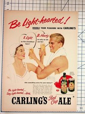 1952 Carling's Red Cap Ale Vintage Ad Man Woman Toasting Beer Ephemera picture
