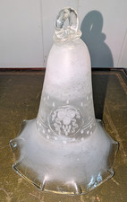 Antique Large Deep Acid Etched Hanging Oil Lamp Smoke Bell 6 3/4 Inches Tall picture