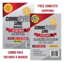 Comic ProLine Bags & Boards 100 Each (Silver Size) Top-Quality -  picture