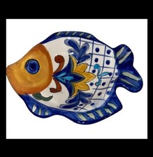 Maxcera fun Madrid Hand Painted Colorful Floral Fish Dish Decor picture