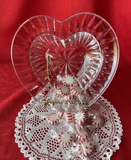 Valentines Heart Shaped Clear Glass Pressed Bowl Candy Dish picture