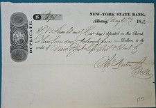 Rare 1835 New-York State Bank Deposit Receipt – Early NY Life Insurance Document picture