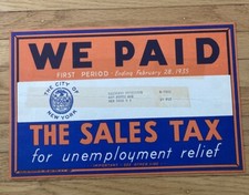 we Paid The Sales Tax Unemployment Mailer, 1935  New York City Ephemera ￼ picture
