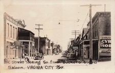RPPC Virginia City NV Nevada Main C Street Saloon 7U Sign Photo Vtg Postcard J49 picture