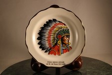 Vintage Rt 66 Pino Drug Store Indian Chief Plate Authentic 1950s Real Americana picture