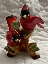 Dan Brechner & Co. Cardinal Bird Ceramic Salt & Pepper Shakers w/ Stand Japan picture