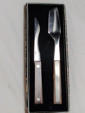 Vintage Vernco Japan MCM Rosewood Handle Stainless Steel Knife Set Fruit Bar  picture