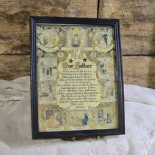 Antique 1880  Early 1900s Lord's Prayer 10 Commandments