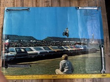 VTG 1973 Happy Landing Evel Knievel Harley Motorcycle Car Jump Stunt Man Poster picture
