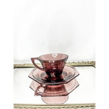 Vintage Hazel Atlas Moroccan Amethyst Glass Teacup and saucer picture