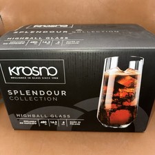 NIB KROSNO POLAND SPLENDOUR COLLECTION 16.2 OZ HIGHBALL GLASSES NIB SET OF 6 picture