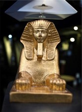 The Sphinx statue from ancient Egyptian Antiques-stone covered with gold leaf BC picture