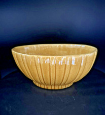 Vintage Haeger Pottery 4020 Speckled  Oval  Ribbed Golden Yellow Planter Bowl picture