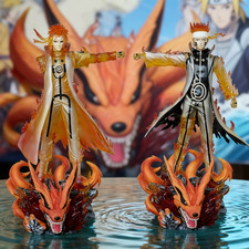 Naruto Shippuden 31cm Naruto & Minato Namikaze Kurama Mode Anime Figure picture