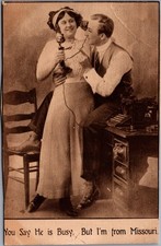 Comic RPPC Man Woman Telephone