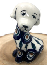 Polish Pottery Puppy Dog Figurine Statue 3.5” x 2