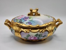 Vintage Mitterteich Bavaria Hand-Painted Porcelain Covered Dish Signed by Artist picture