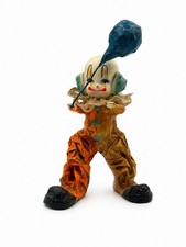 Paper Mache Clown Balloon Folk Art Figurine 5.5” Hecho En Mexico Vintage picture