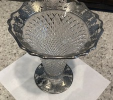Cut Crystal Baluster Vase With Silver Plated Rim And Base Decoration  picture