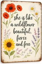 She Is like a Wildflower Beautiful Fierce and Free - Vintage Metal Tin Signs, Gi picture